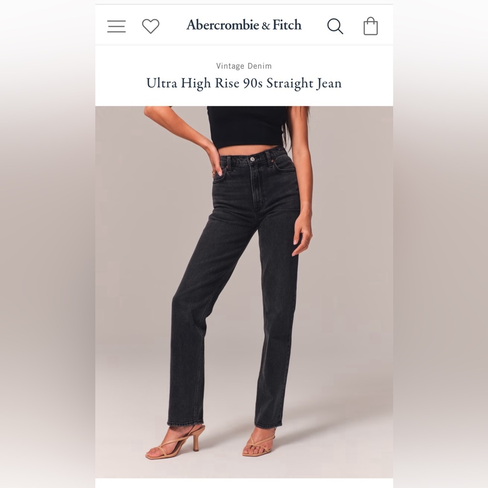 Abercrombie & Fitch ultra high rise straight leg jeans size 28/6R black denim